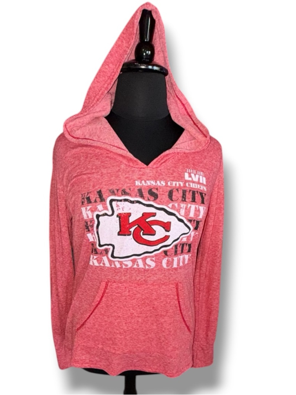 NWT MAJESTIC THREADS KC Chiefs Super Bowl LVII Retro Pullover - Women’s Red 2XL - Picture 2 of 11